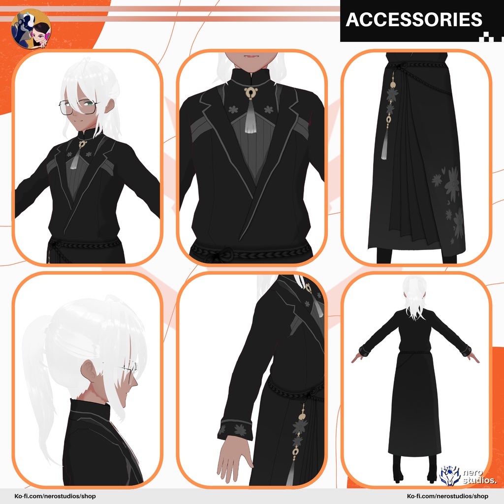 【VRoid 男性用】東洋風エレガント|和風 知的系イケメンフルモデル(髪型プリセット付き)/ MALE ELEGANT OUTFIT ORIENTAL STYLE SUIT HANDSOME COOL DARK FULL SET TEXTURE HAIRSTYLE PRESET FOR VROID (VROID FILE)