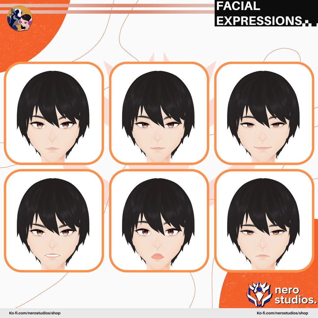 【VRoid用 男性】顔 肌 高精細ベースフェイススキン 肌テクスチャ | ハンサム系プリセット / HIGH DETAILED HANDSOME BASE MALE FACE SKIN TEXTURE FOR VROID