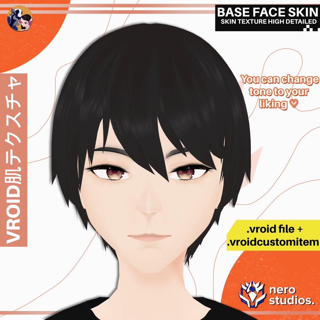【VRoid肌】 【VRoid用顔テクスチャ】 高精細フェイススキン 【VRoid肌テクスチャ】 / HIGH DETAILED BASE FACE SKIN TEXTURE | Anime VRoid Face Preset