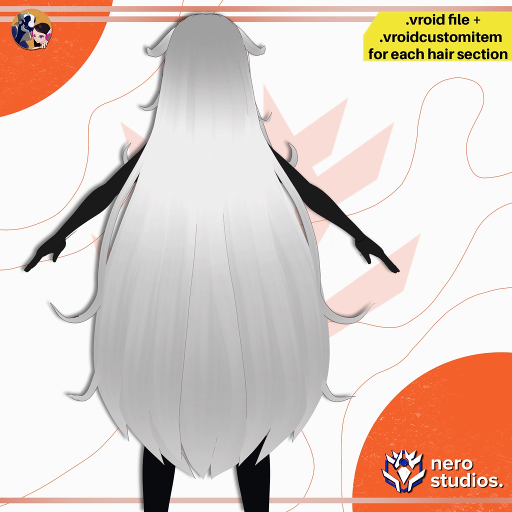 【VRoid髪型】 【VRoidヘアプリセット 】 姫カット 長い髪 / HAIRSTYLE FOR VROID LONG PRINCESS HIME CUTE FANTASY PRESET