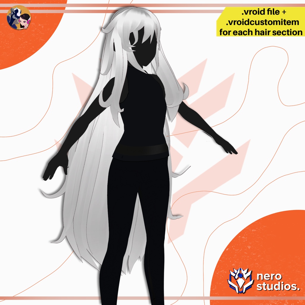 【VRoid髪型】 【VRoidヘアプリセット 】 姫カット 長い髪 / HAIRSTYLE FOR VROID LONG PRINCESS HIME CUTE FANTASY PRESET