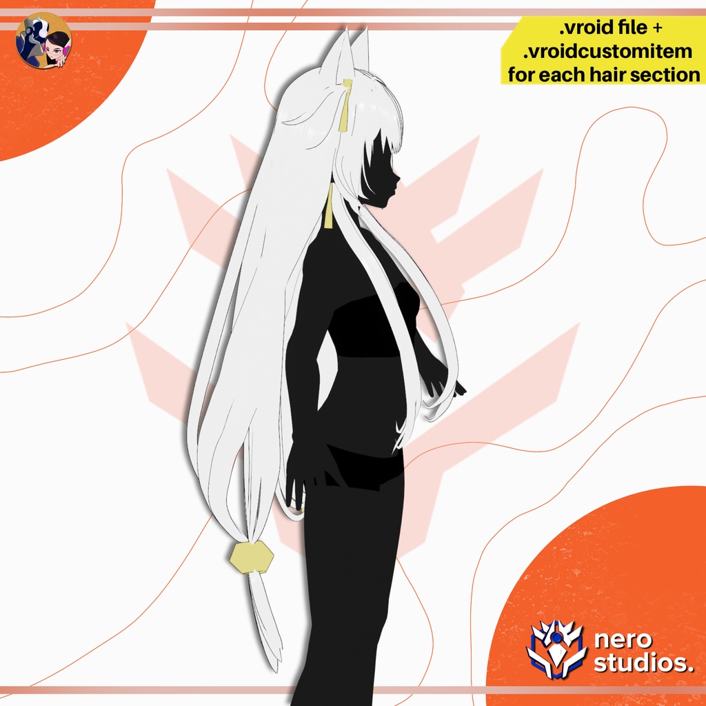 【VRoid髪型】 猫耳 / ツインテール / ロング / 中華 / 和風 / お嬢様 / かわいい / HAIRSTYLE FOR VROID DOUBLE LONG CAT PONYTAILS CUTE AND ELEGANT ORIENTAL ANIME HAIRSTYLE