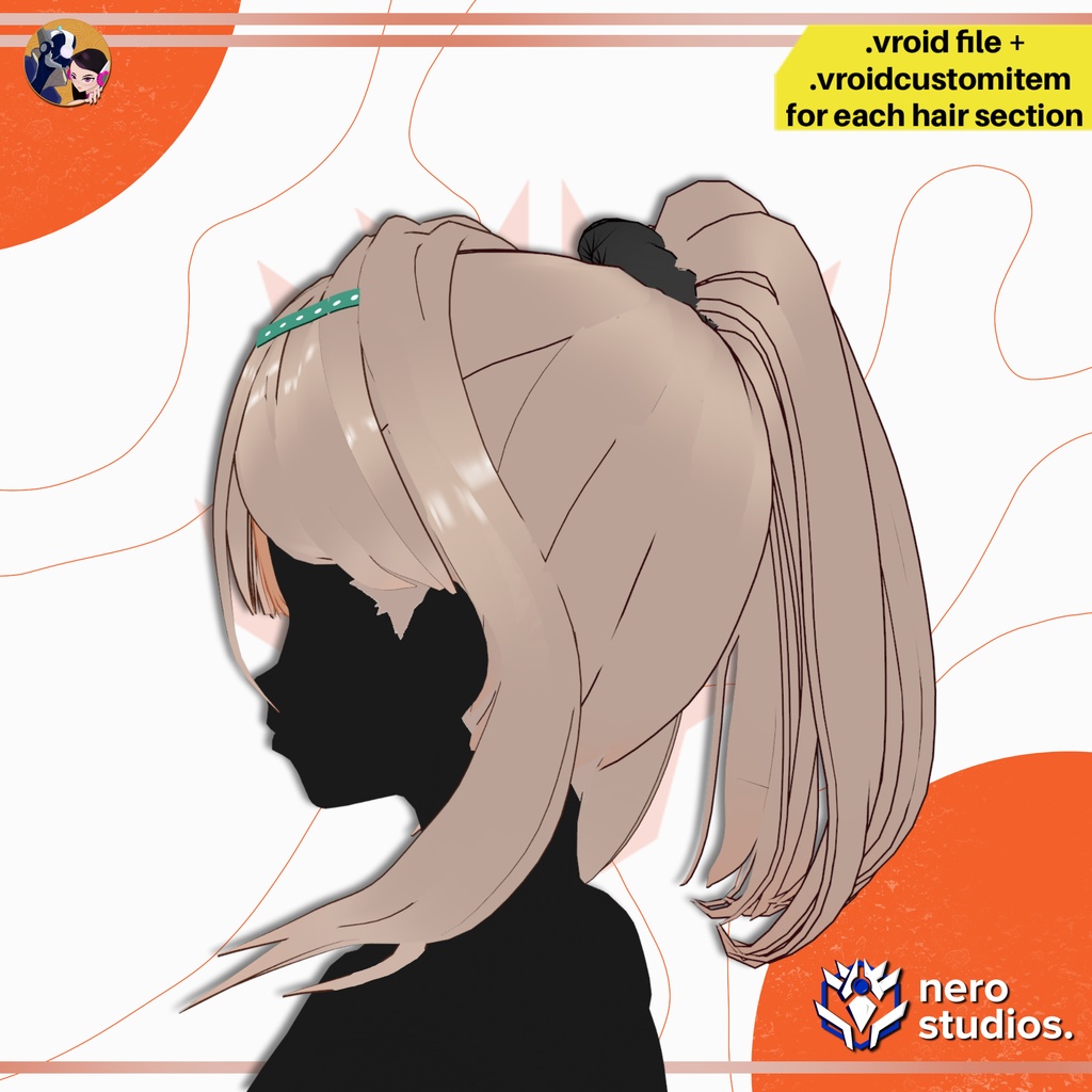 【VRoid髪型】 ヘアプリセット ゆるふわポニーテール|無造作ポニーテール | カジュアルかわいい髪型プリセット / LOOSE MESSY PONYTAIL CUTE AND SEXY HAIR PRESET FOR VROID