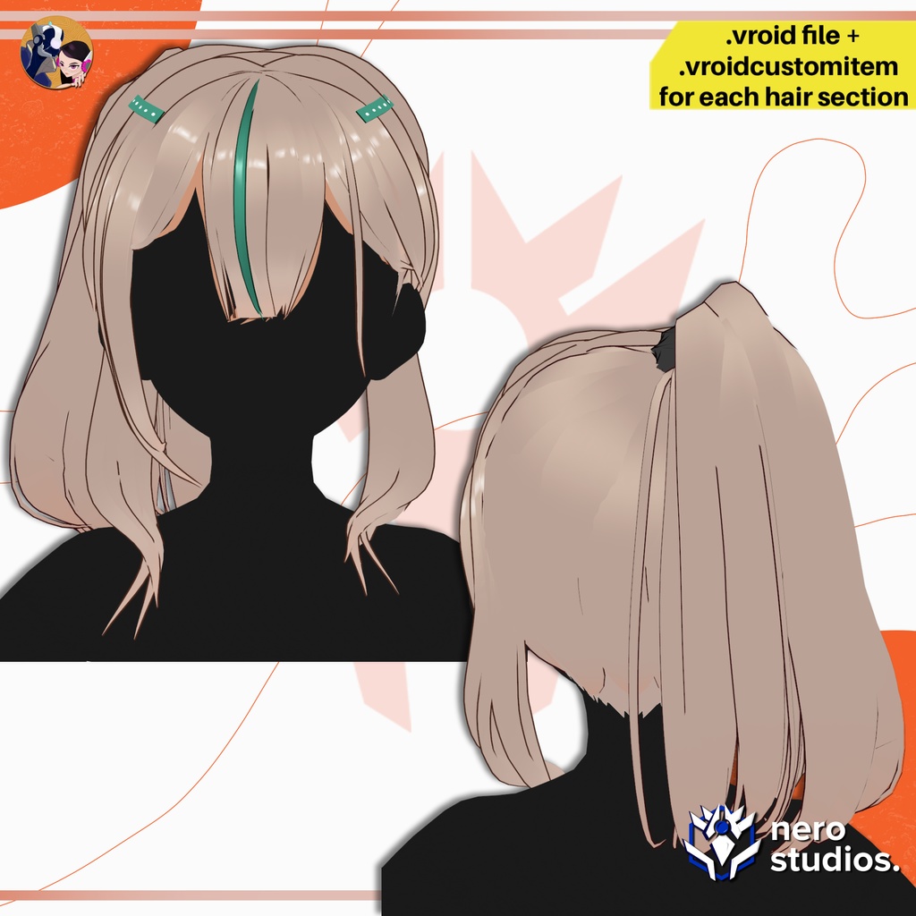 【VRoid髪型】 ヘアプリセット ゆるふわポニーテール|無造作ポニーテール | カジュアルかわいい髪型プリセット / LOOSE MESSY PONYTAIL CUTE AND SEXY HAIR PRESET FOR VROID