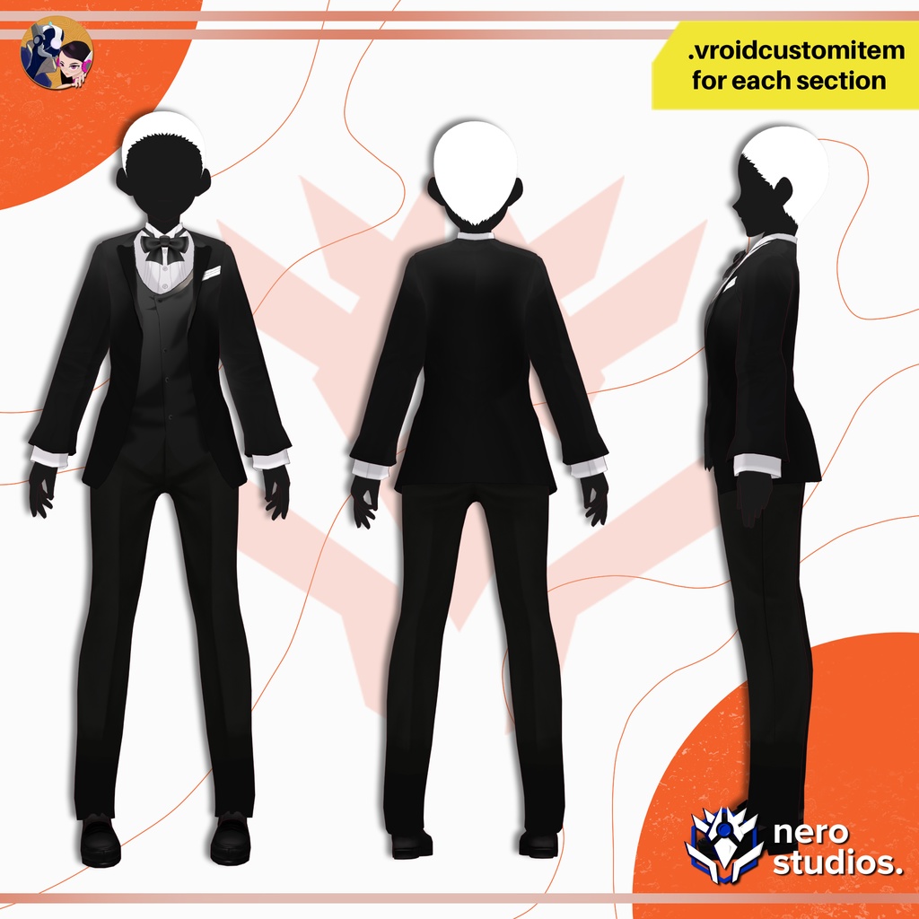 【VRoid 衣装】 タキシード フォーマルスーツ 男性向け | VROID FORMAL TUXEDO SUIT OUTFIT PRESET | VROID CUSTOM ITEM
