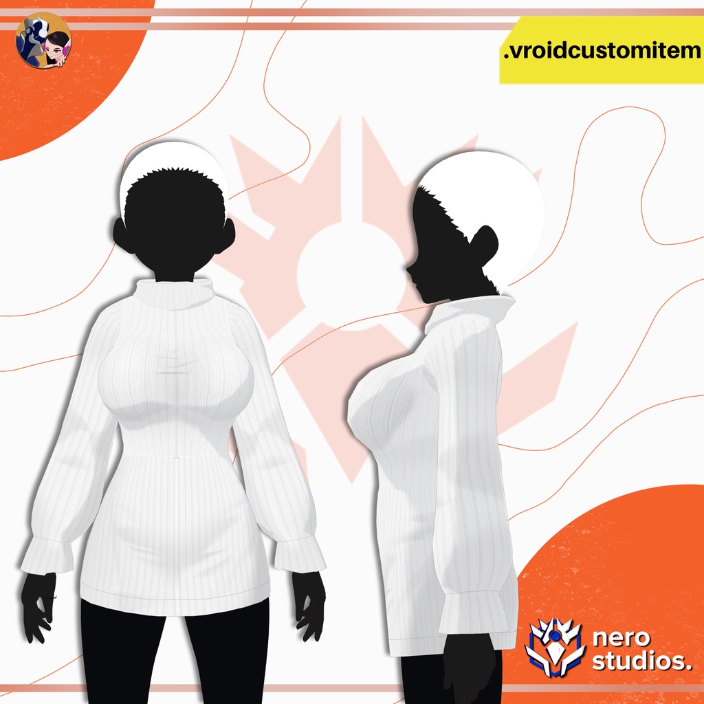 【VRoid 衣装】 普段着 カジュアル タートルネックニットワンピース カジュアル普段着 | COZY TURTLENECK SWEATER DRESS OUTFIT FOR VROID CUSTOM ITEM