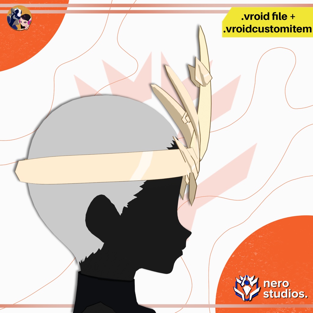 【VRoid髪型】 ゴールド王冠|ファンタジーVRoidアクセサリー / GOLDEN ROYAL CROWN FANTASY ANIME VROID ACCESSORY
