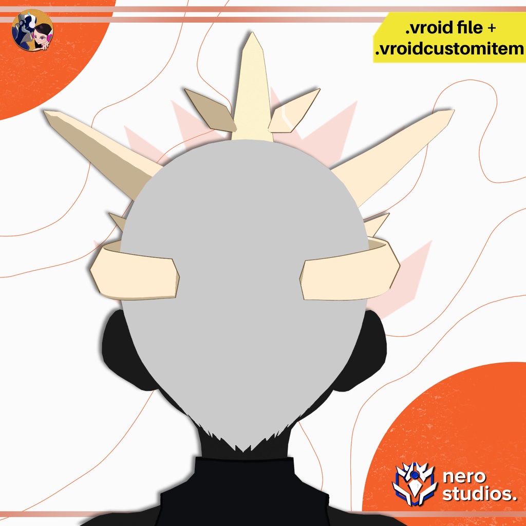 【VRoid髪型】 ゴールド王冠|ファンタジーVRoidアクセサリー / GOLDEN ROYAL CROWN FANTASY ANIME VROID ACCESSORY