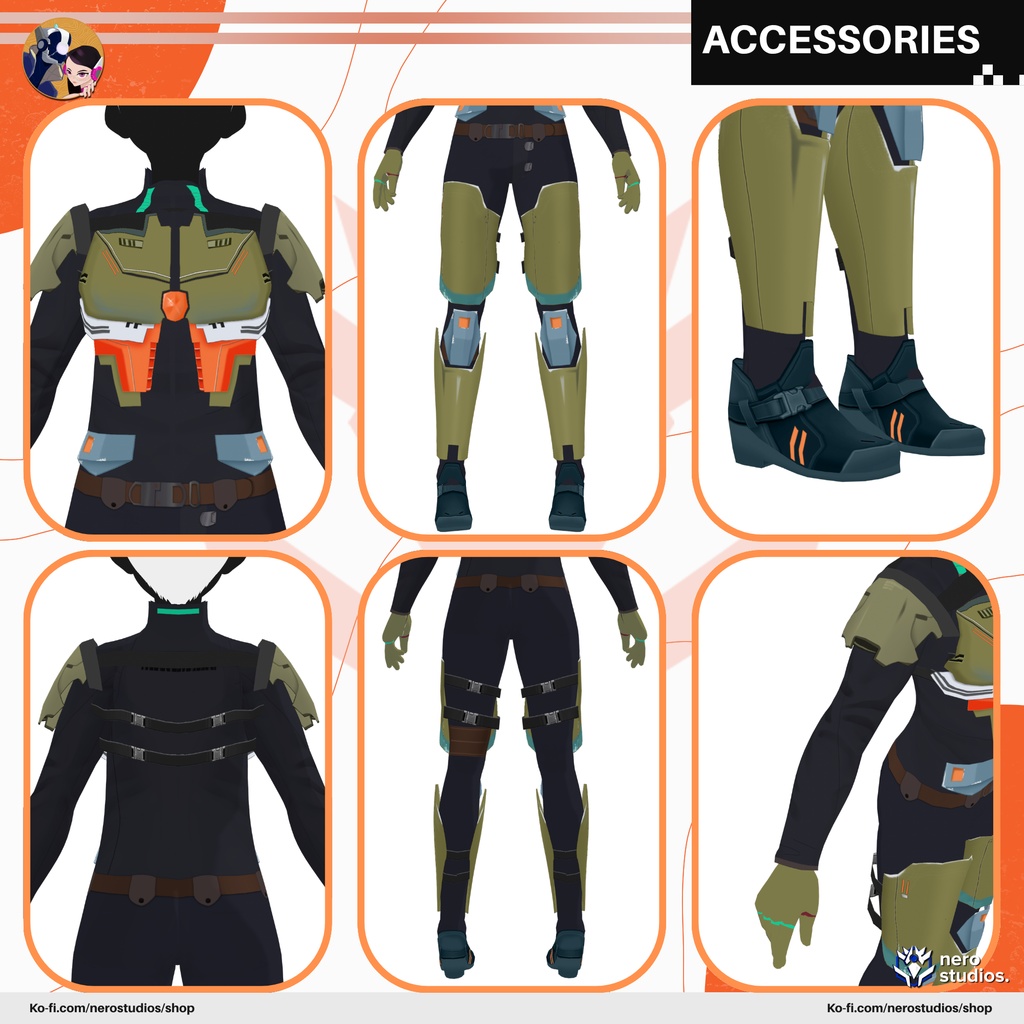 【VRoid 衣装】 鎧 サイバーパンク 近未来バトルスーツ装甲 SF / FULL ARMOR SCI FI BODYSUIT PLATES CHEST AND LEGS CYBERPUNK ASSETS VROID FILE MALE OR FEMALE