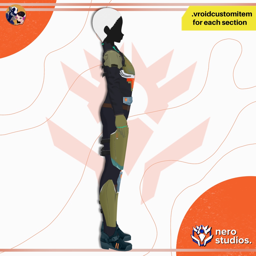 【VRoid 衣装】 鎧 サイバーパンク 近未来バトルスーツ装甲 SF / FULL ARMOR SCI FI BODYSUIT PLATES CHEST AND LEGS CYBERPUNK ASSETS VROID FILE MALE OR FEMALE