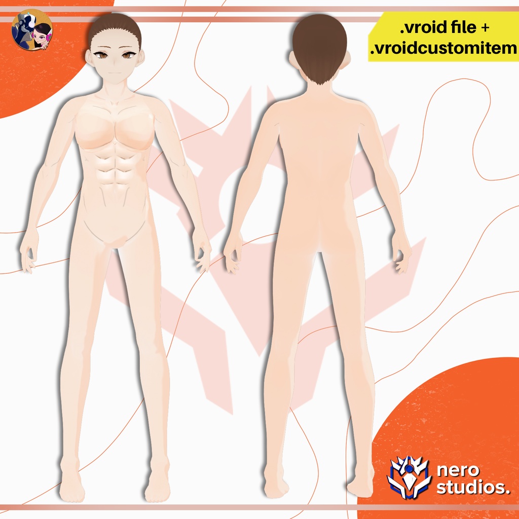 【VRoid肌テクスチャ】 【VRoid用テクスチャ】 男性筋肉ボディスキン 腹筋 / MUSCLE MALE SKIN TEXTURE ABS PRESET CUSTOM ITEM PLUS VROID FILE