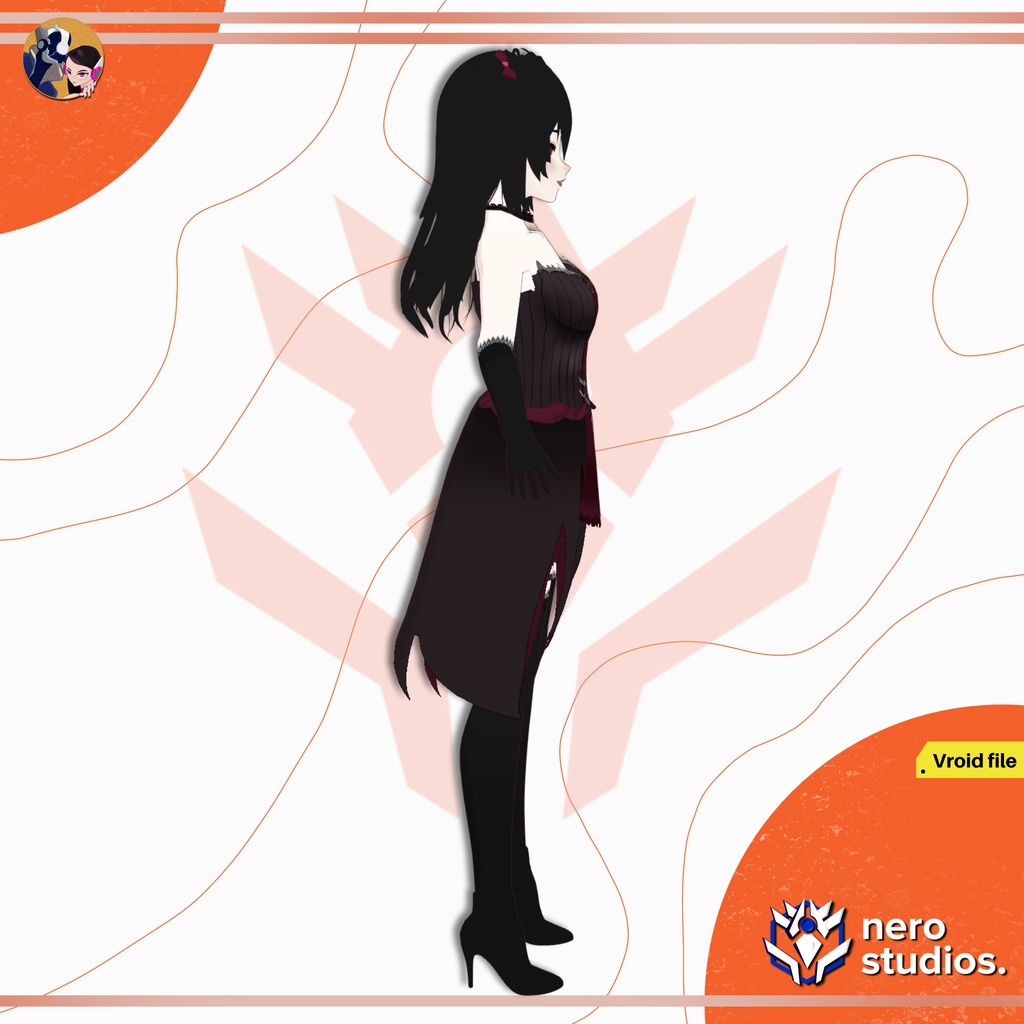 【VRoidフルモデル】 ゴシック吸血鬼Vtuberモデル|EMO GOTH MESSY HAIRSTYLE VAMPIRE OUTFIT