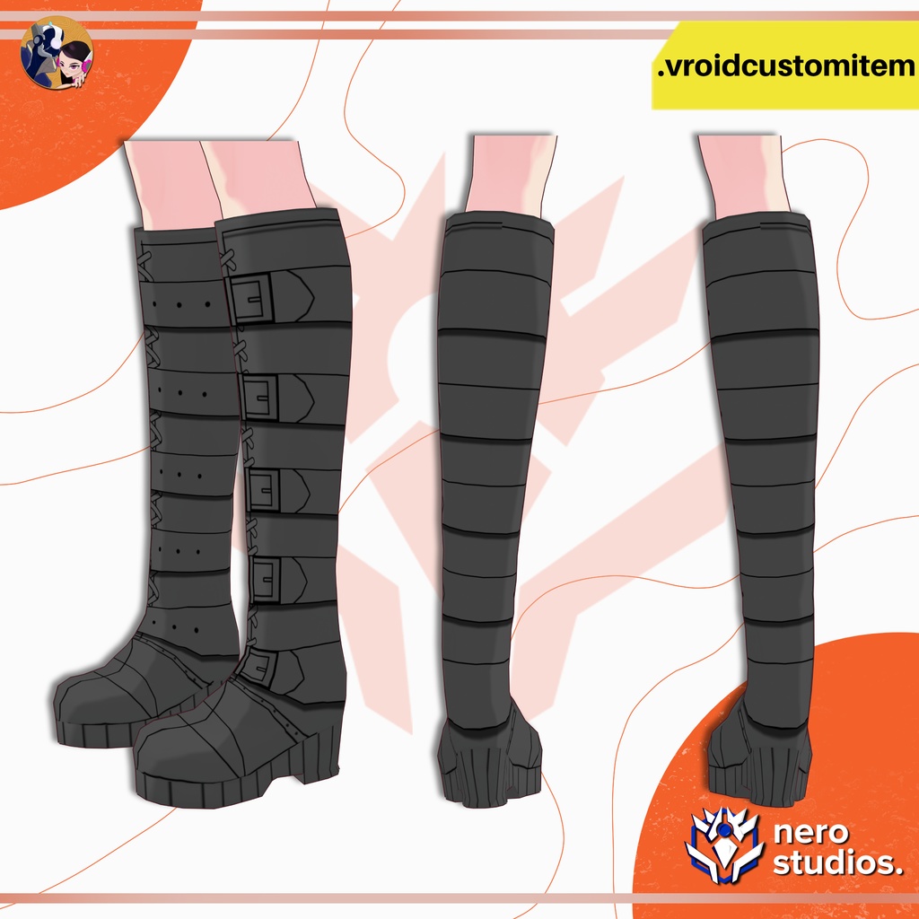 VRoid用 ゴシック ブーツ【VROID 靴】 ゴシックバックルブーツ | GOTH BOOTS ANIME STYLE (VROID CUSTOM ITEM)