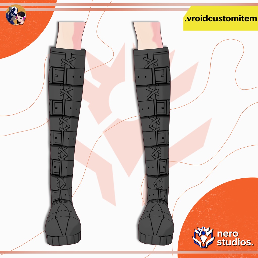 VRoid用 ゴシック ブーツ【VROID 靴】 ゴシックバックルブーツ | GOTH BOOTS ANIME STYLE (VROID CUSTOM ITEM)