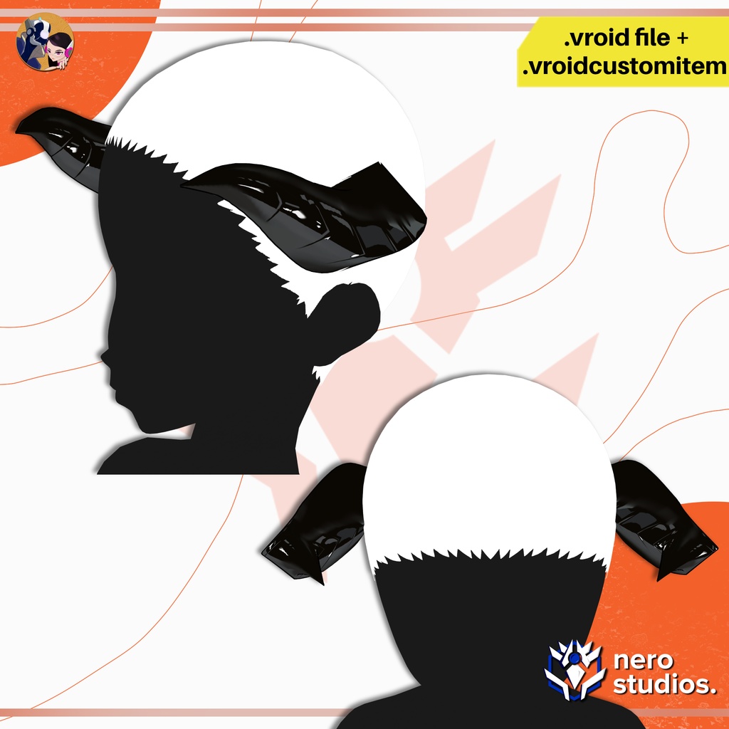 ゴシック悪魔の角 – VRoid用 / GOTHIC DEMON HORNS | VROID ASSETS, VROID CUSTOM ITEM + VROID FILE + PNG