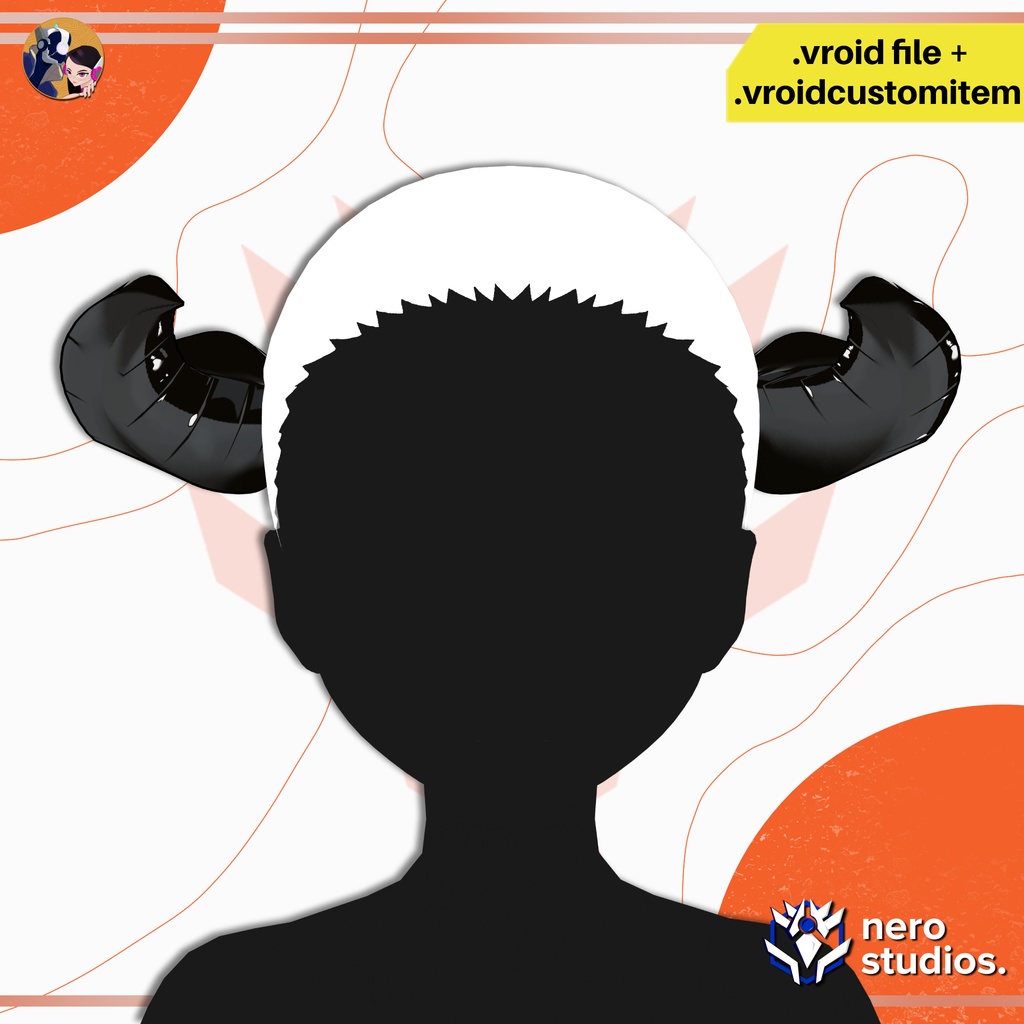 ゴシック悪魔の角 – VRoid用 / GOTHIC DEMON HORNS | VROID ASSETS, VROID CUSTOM ITEM + VROID FILE + PNG