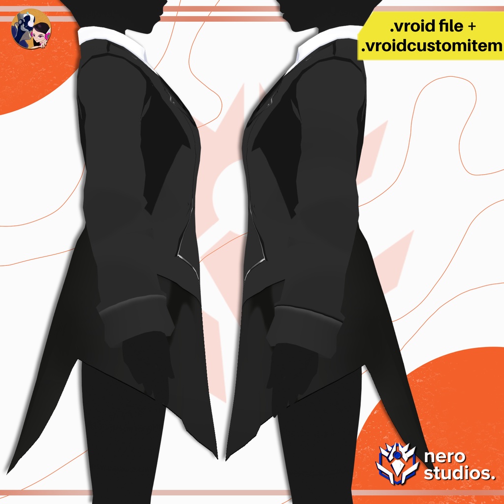 【VRoid 衣装】 ゴシックヴァンパイアコート | VRoid用 / ELEGANT VAMPIRE COAT | VROID OUTFIT