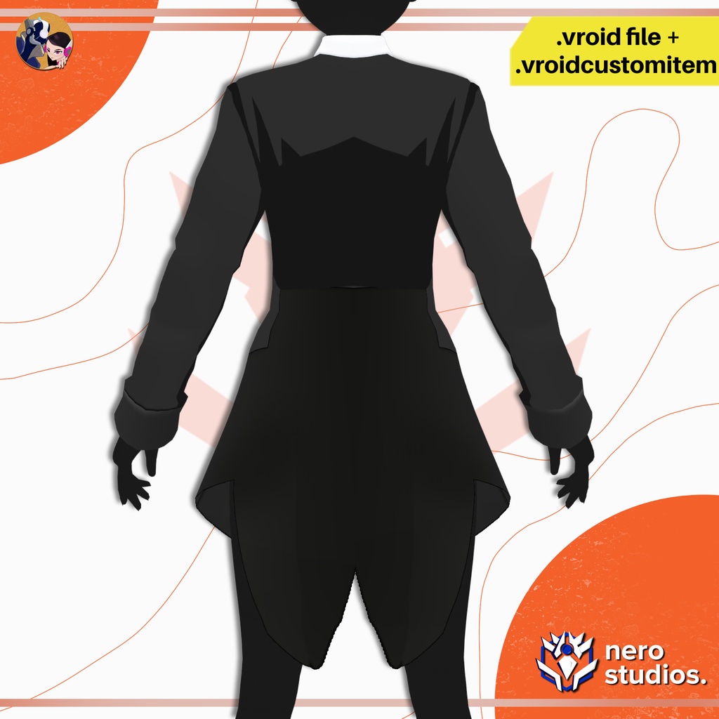 【VRoid 衣装】 ゴシックヴァンパイアコート | VRoid用 / ELEGANT VAMPIRE COAT | VROID OUTFIT