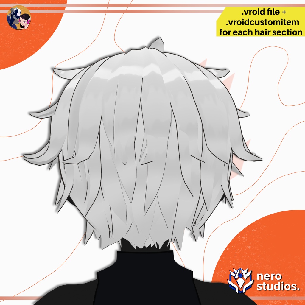 【VRoid髪型】 スパイキーぼさぼさヘア | アニメヘア | VRoidヘアプリセット / SPIKY MESSY ANIME HAIRSTYLE, VROID HAIR PRESET, VROID HAIRSTYLE CUSTOM ITEMS