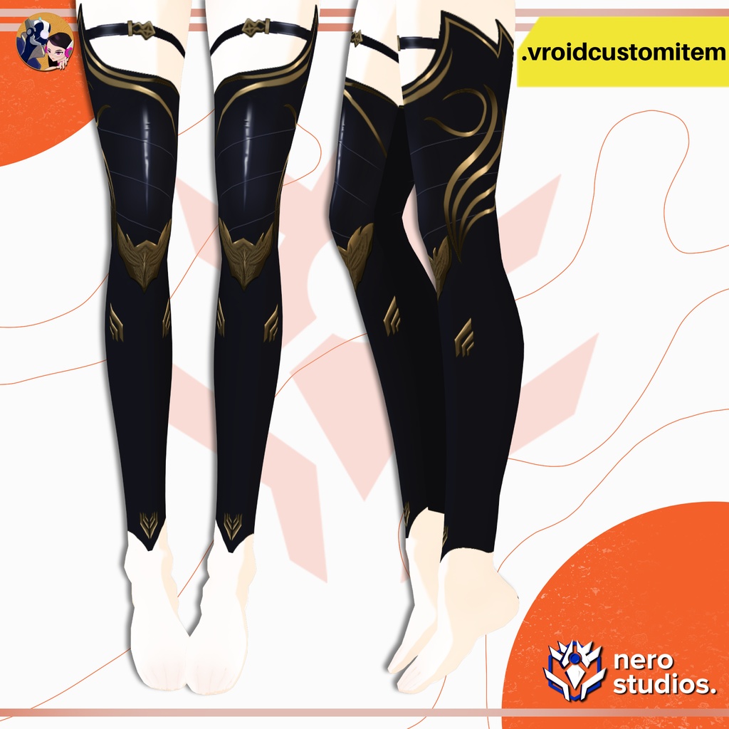 【Vroid ソックス】 ニーソ / ニーハイ / 太もも レッグウェア 【VRoidテクスチャ】 VROID SOCKS ARMOR LEGS VALKYRIE (VROIDCUSTOMITEM)