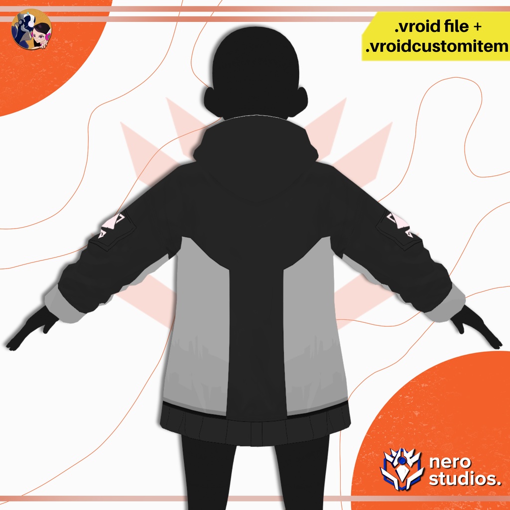 【VRoid 衣装】 VRoidパーカー サイバーウェア フューチャリスティックパーカー【VRoid用】 CYBERWEAR FUTURISTIC HOODIE CYBERPUNK | VROID FILE + VROIDCUSTOMITEM