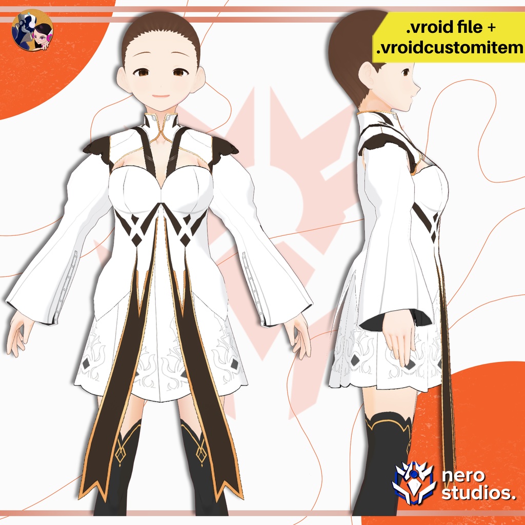 【VRoid 衣装】 ファンタジー魔法ドレス|RPG風プリーステス衣装 【VRoid用】 | MAGICAL FANTASY DRESS VIDEOGAME INSPIRED | VROID OUTFIT