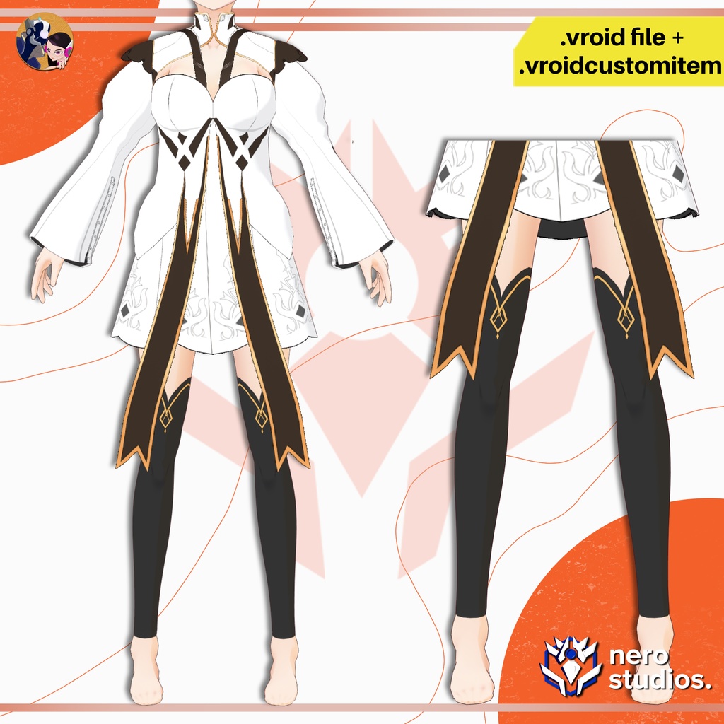 【VRoid 衣装】 ファンタジー魔法ドレス|RPG風プリーステス衣装 【VRoid用】 | MAGICAL FANTASY DRESS VIDEOGAME INSPIRED | VROID OUTFIT