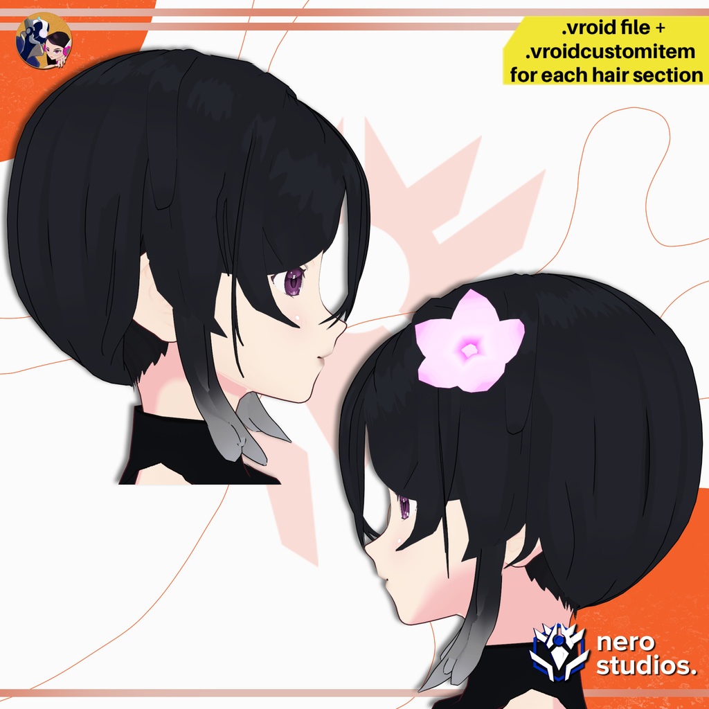 【VRoid髪型】 ファンタジー東洋風エレガントヘア+瞳セット|綺麗系アニメヘア|VRoid用 | VRoidヘアプリセット / FANTASY ORIENTAL ONEESAN HAIRSTYLE + EYES | ANIME HAIR | VROID HAIRTYLE