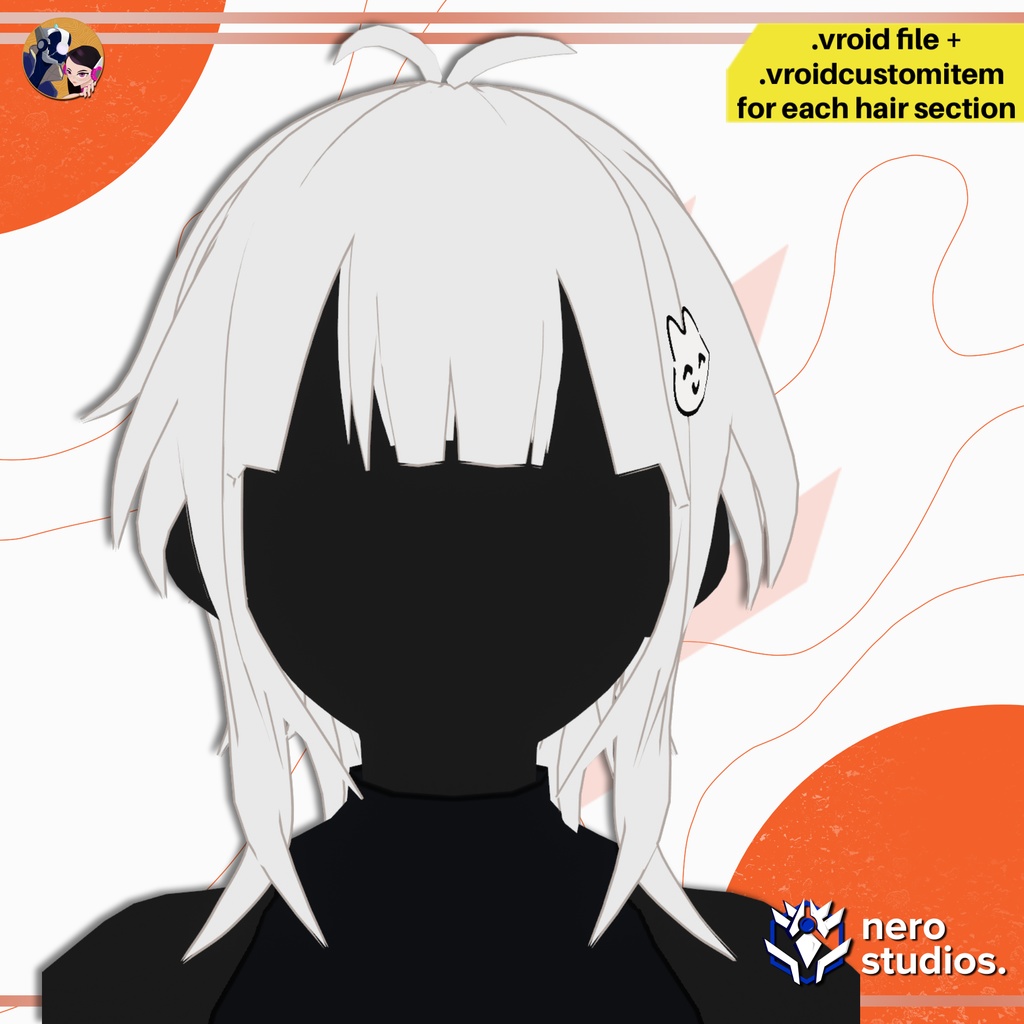 【VRoid髪型】 ぼさぼさ 前髪あり ショートヘア アニメ風 |VRoidプリセット / LOW BANGS MESSY UNISEX HAIRSTYLE FOR VROID