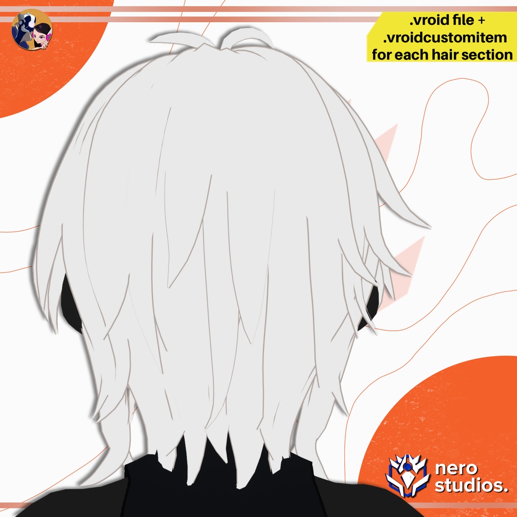 【VRoid髪型】 ぼさぼさ 前髪あり ショートヘア アニメ風 |VRoidプリセット / LOW BANGS MESSY UNISEX HAIRSTYLE FOR VROID