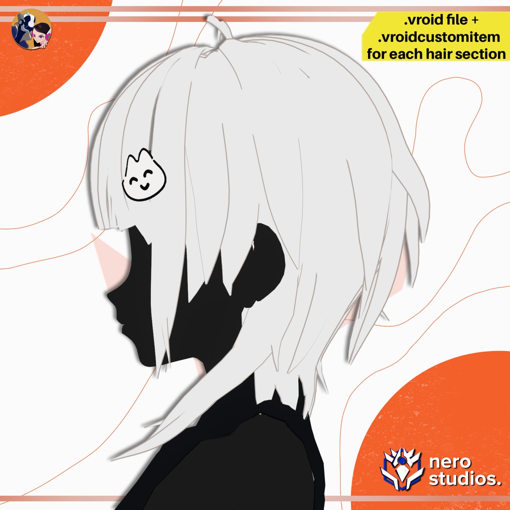 【VRoid髪型】 ぼさぼさ 前髪あり ショートヘア アニメ風 |VRoidプリセット / LOW BANGS MESSY UNISEX HAIRSTYLE FOR VROID