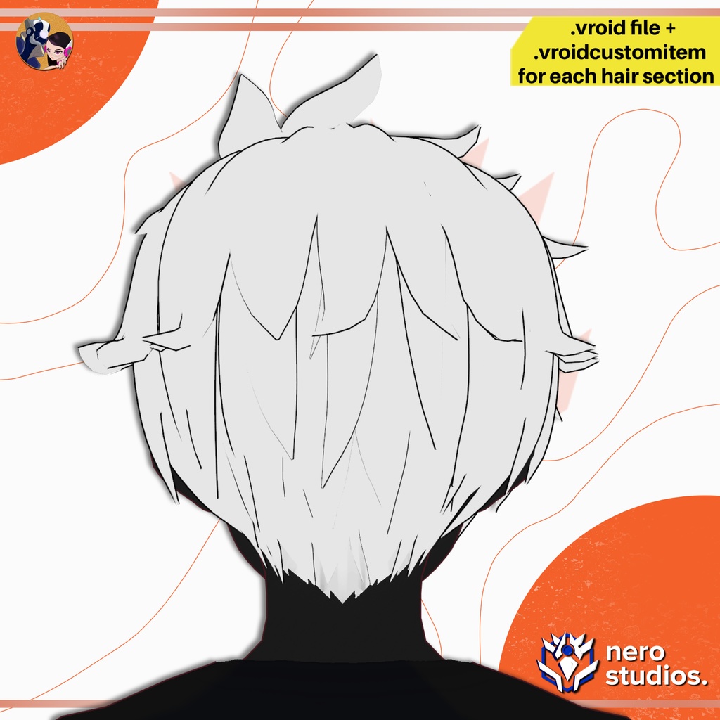 【VRoid髪型】 ぼさぼさスパイキーヘア | アニメヘア | VRoidヘアプリセット | SPIKY TO THE SIDE MESSY SHONEN ANIME STYLE LOOK HAIRSTYLE FOR VROID