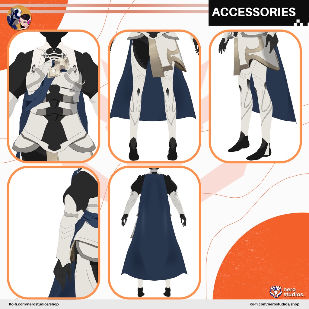 【VRoid 衣装】 鎧セット | VRoid用ファンタジーセルシェード衣装 / FIRE EMBLEM CORRIN INSPIRED ARMOR ANIME CELL SHADED STYLE FULL SET PRESETS