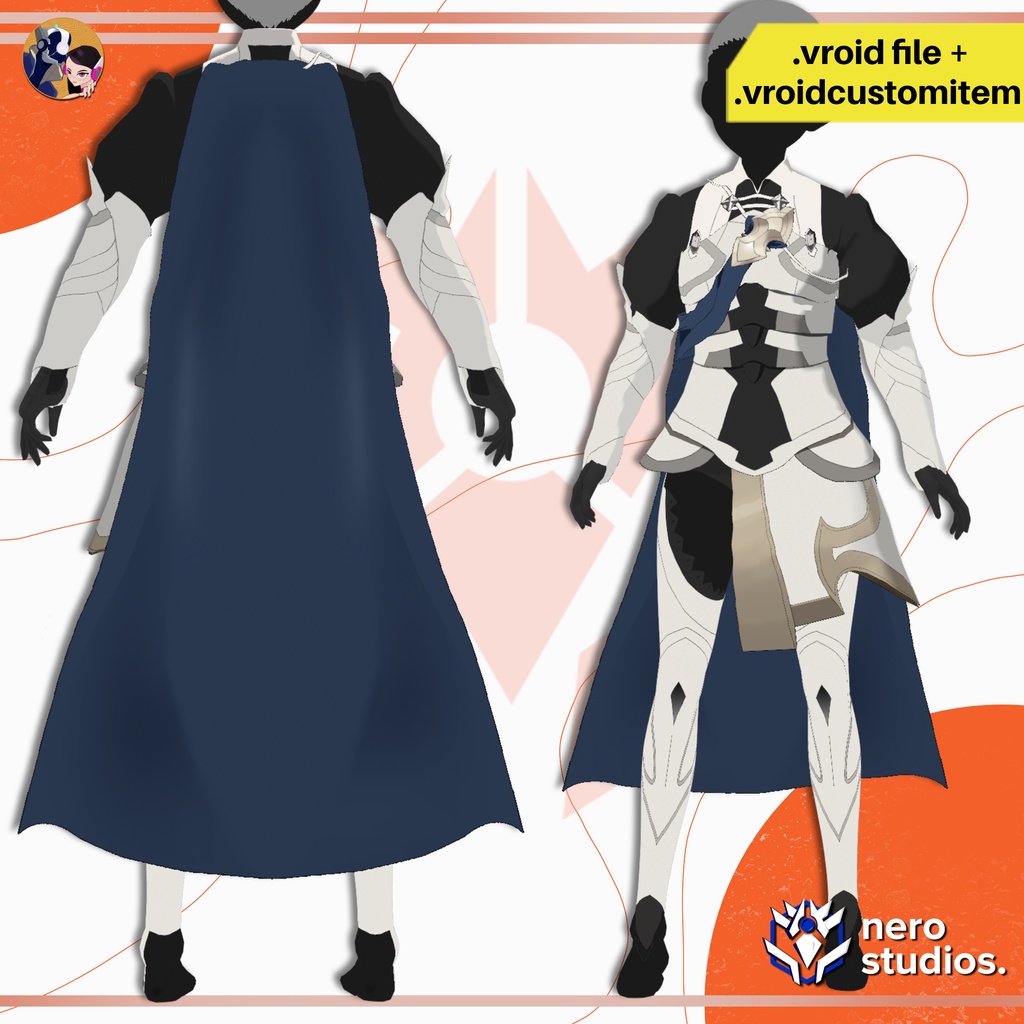 【VRoid 衣装】 鎧セット | VRoid用ファンタジーセルシェード衣装 / FIRE EMBLEM CORRIN INSPIRED ARMOR ANIME CELL SHADED STYLE FULL SET PRESETS
