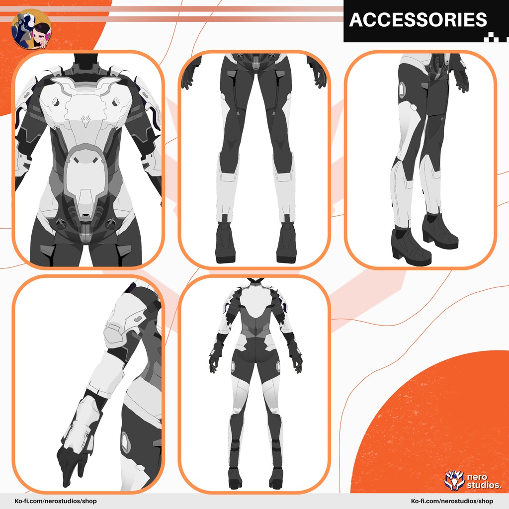 【VRoid 衣装】 近未来SFアーマーボディスーツ|VRoid用セルシェード衣装 / SCIFI ARMOR FULL BODYSUIT FOR VROID FUTURISTIC ANIME CELL SHADED OUTFIT