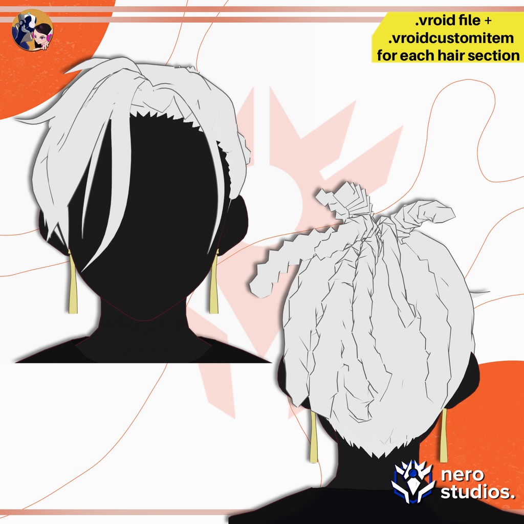 【VRoid髪型】 ぼさぼさ ドレッドポニーテールヘア|VRoid用 VRoidヘアプリセット | MESSY DREADLOCKS PONYTAIL HAIRSTYLE FOR VROID