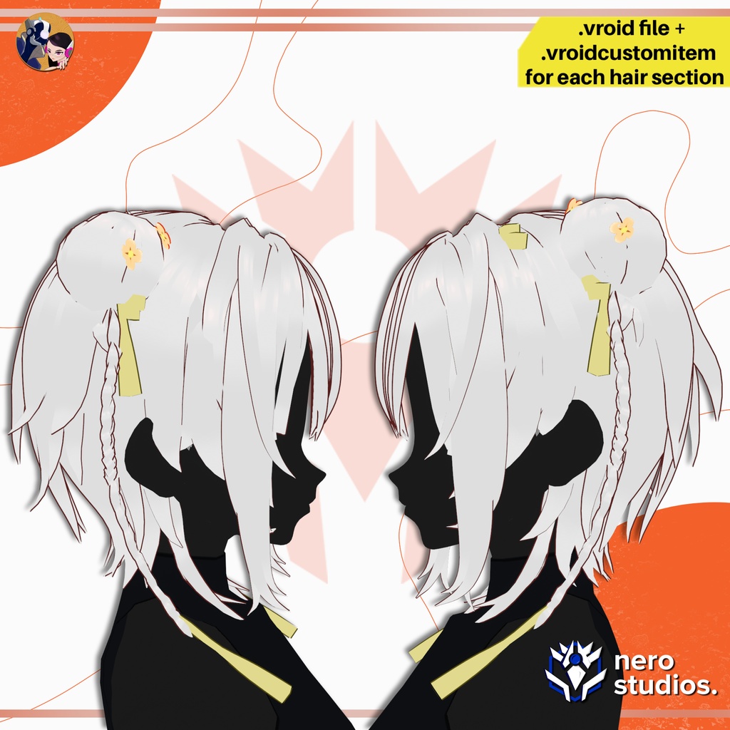【VRoid髪型】 中華風ツインお団子ヘア|VRoidヘアプリセット | ELEGANT CHINESE ORIENTAL HAIRSTYLE TWIN BUNS CUTE ACCESORIES HAIRSTYLE FOR VROID