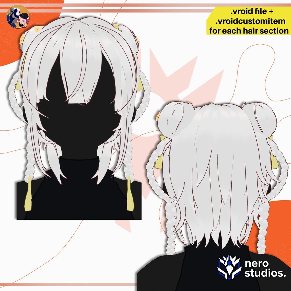 【VRoid髪型】 中華風ツインお団子ヘア|VRoidヘアプリセット | ELEGANT CHINESE ORIENTAL HAIRSTYLE TWIN BUNS CUTE ACCESORIES HAIRSTYLE FOR VROID