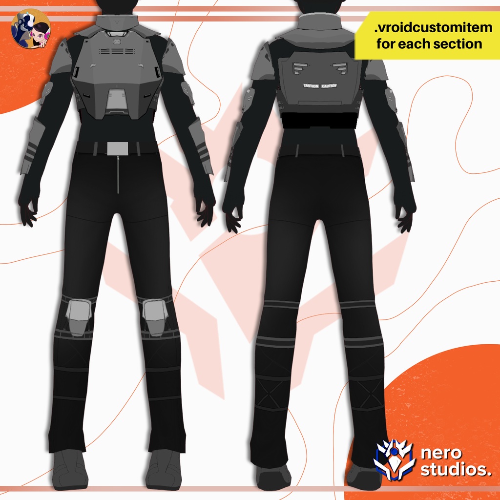 【VRoid 衣装】 SF戦術アーマー|VRoid用アニメ風衣装 / SCI-FI TACTICAL ARMOR SUIT | ANIME CELL SHADED VROID OUTFIT PRESET