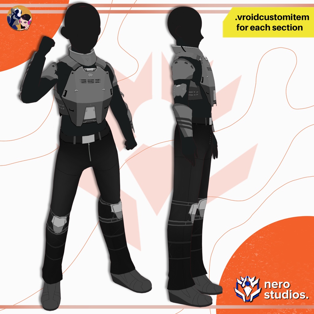 【VRoid 衣装】 SF戦術アーマー|VRoid用アニメ風衣装 / SCI-FI TACTICAL ARMOR SUIT | ANIME CELL SHADED VROID OUTFIT PRESET