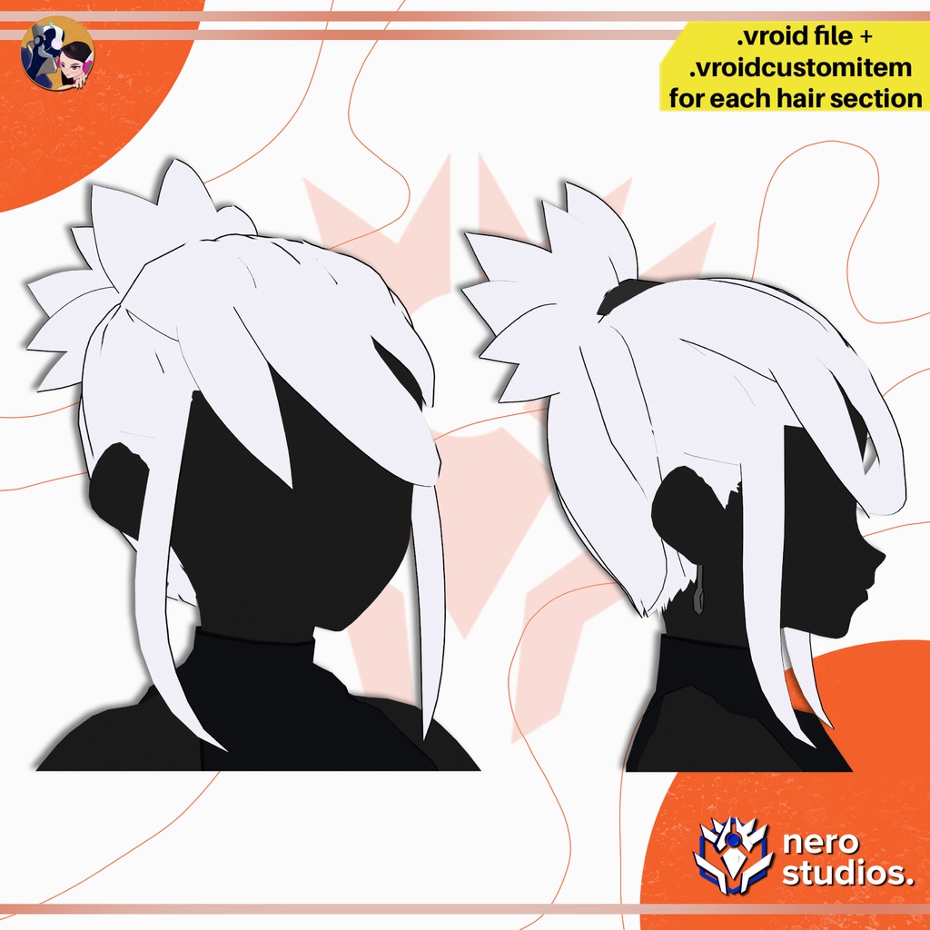 【VRoid 髪型】 ハイポニーテールアニメヘア | VRoid用かわいい髪型プリセット | CARTOONISH HIGH PONYTAIL HAIRSTYLE SIDE BANGS ANIME STYLE | HAIRSTYLE FOR VROID