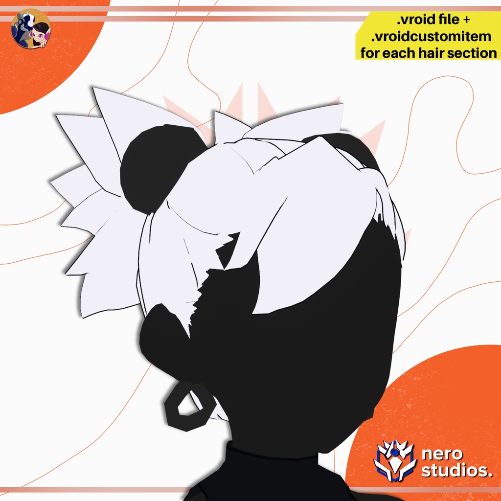 【VRoid 髪型】 かわいいツインお団子ヘア | VRoid用アニメ髪型プリセット | CARTOONISH MESSY BUNS ANIME STYLE BIG BANGS HAIR PRESET FOR VROID