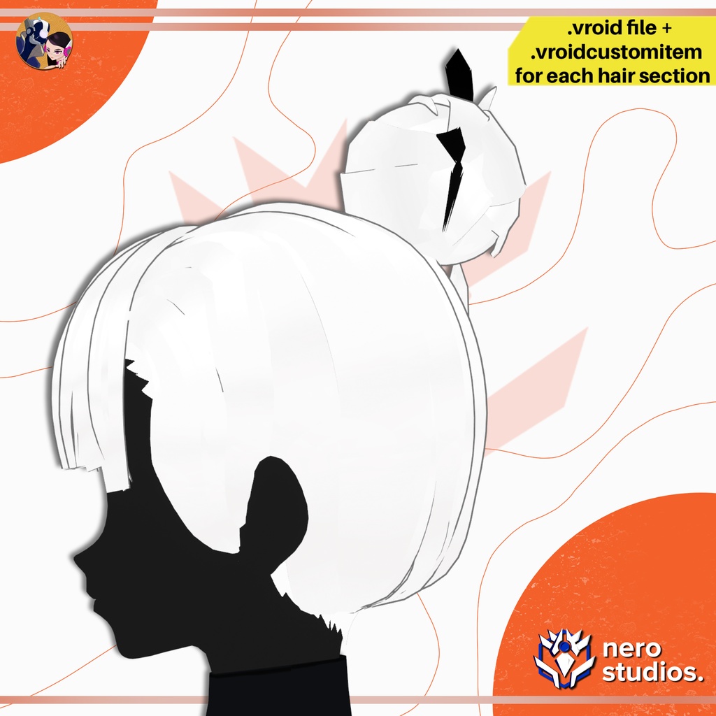 【VRoid 髪型】 中華風ハイお団子ヘア | VRoidヘアプリセット | ELEGANT ORIENTAL HIGH BUN CHOPSTICKS HAIRSTYLE FOR VROID