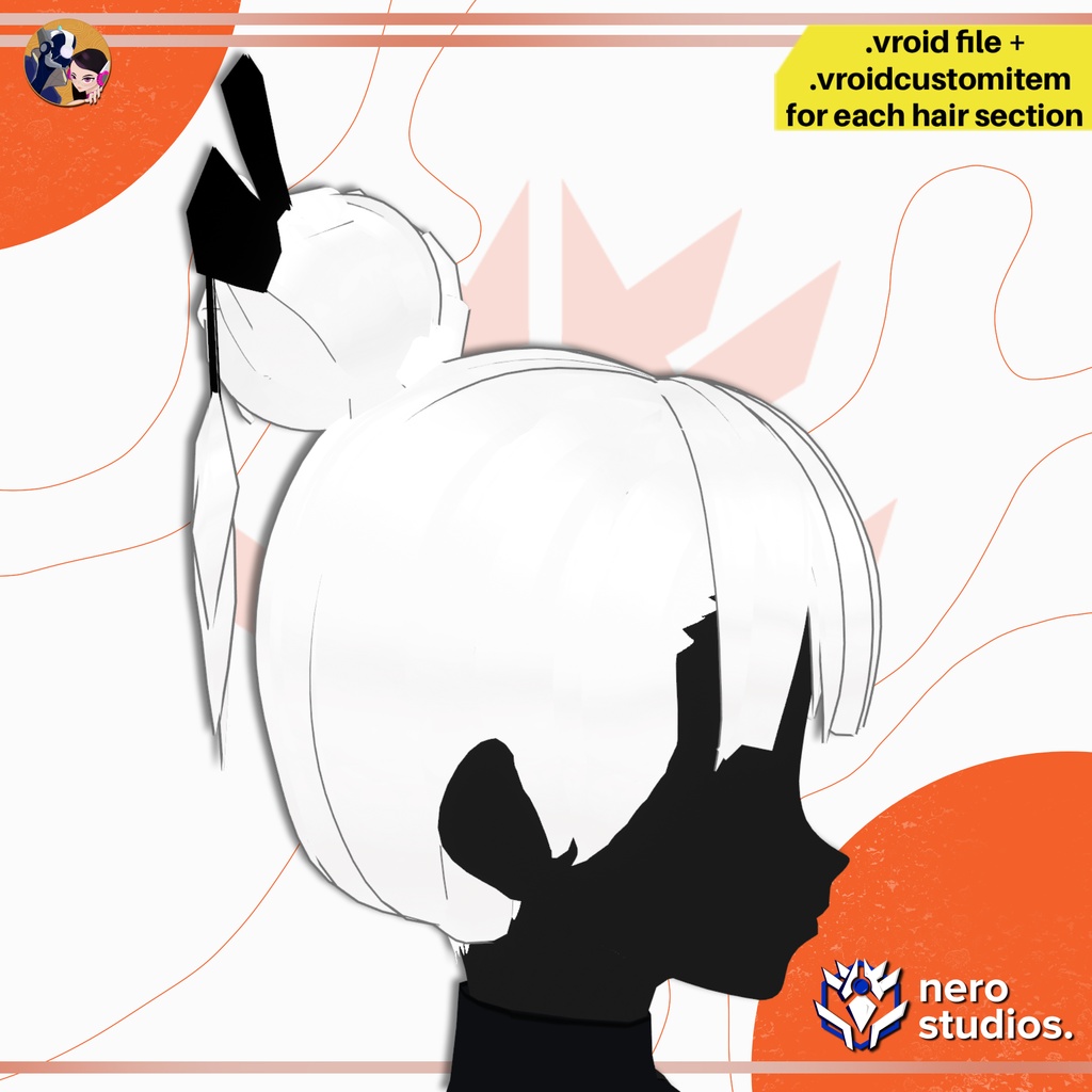 【VRoid 髪型】 中華風ハイお団子ヘア | VRoidヘアプリセット | ELEGANT ORIENTAL HIGH BUN CHOPSTICKS HAIRSTYLE FOR VROID