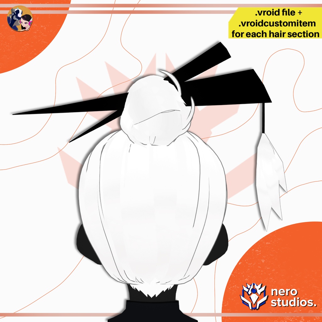 【VRoid 髪型】 中華風ハイお団子ヘア | VRoidヘアプリセット | ELEGANT ORIENTAL HIGH BUN CHOPSTICKS HAIRSTYLE FOR VROID