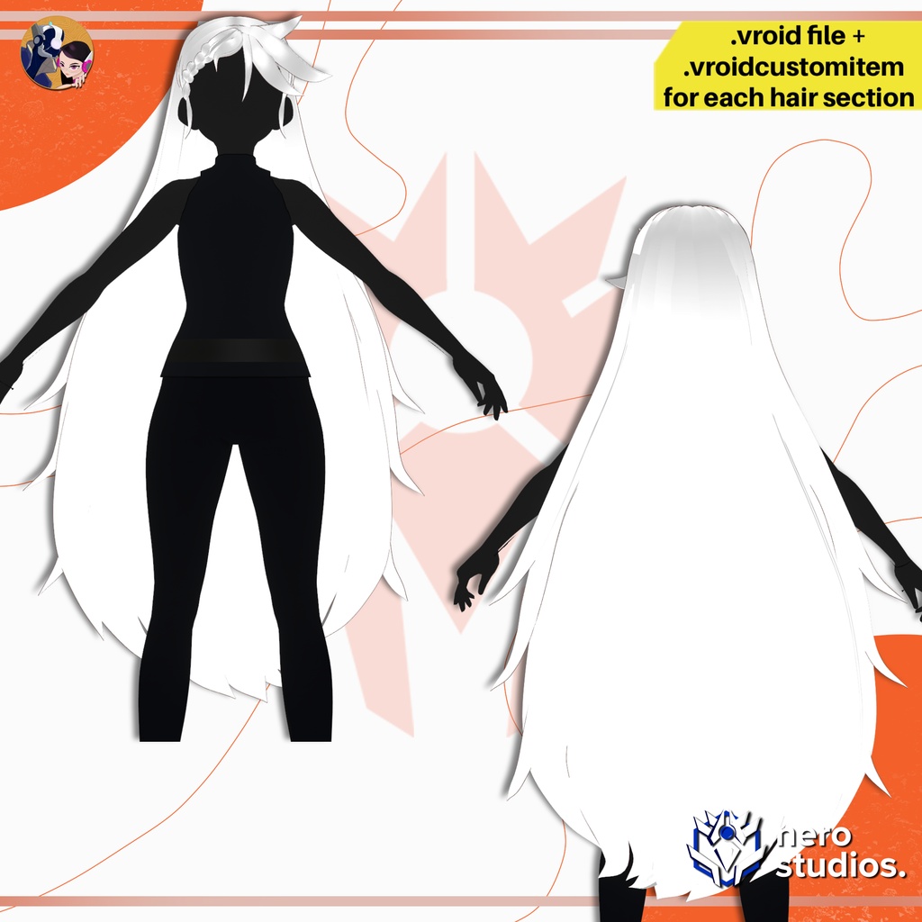 【VRoid髪型】 姫カット風ロングヘア | VRoid用ヘアプリセット | LONG PRINCESS HAIRSTYLE | SPIKY MESSY TO THE SIDE BANGS | HAIRSTYLE FOR VROID