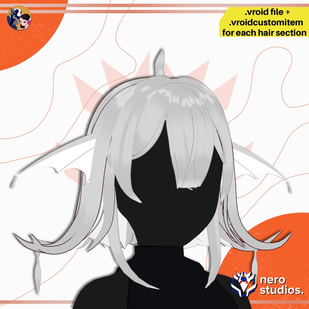 【VRoid髪型】 マーメイド風セイレーンヘア 人魚 VRoid用アクセサリー | SIREN MERMAID FANTASY HAIRSTYLE PRESET FISH WINGS | VROID HAIR PRESET