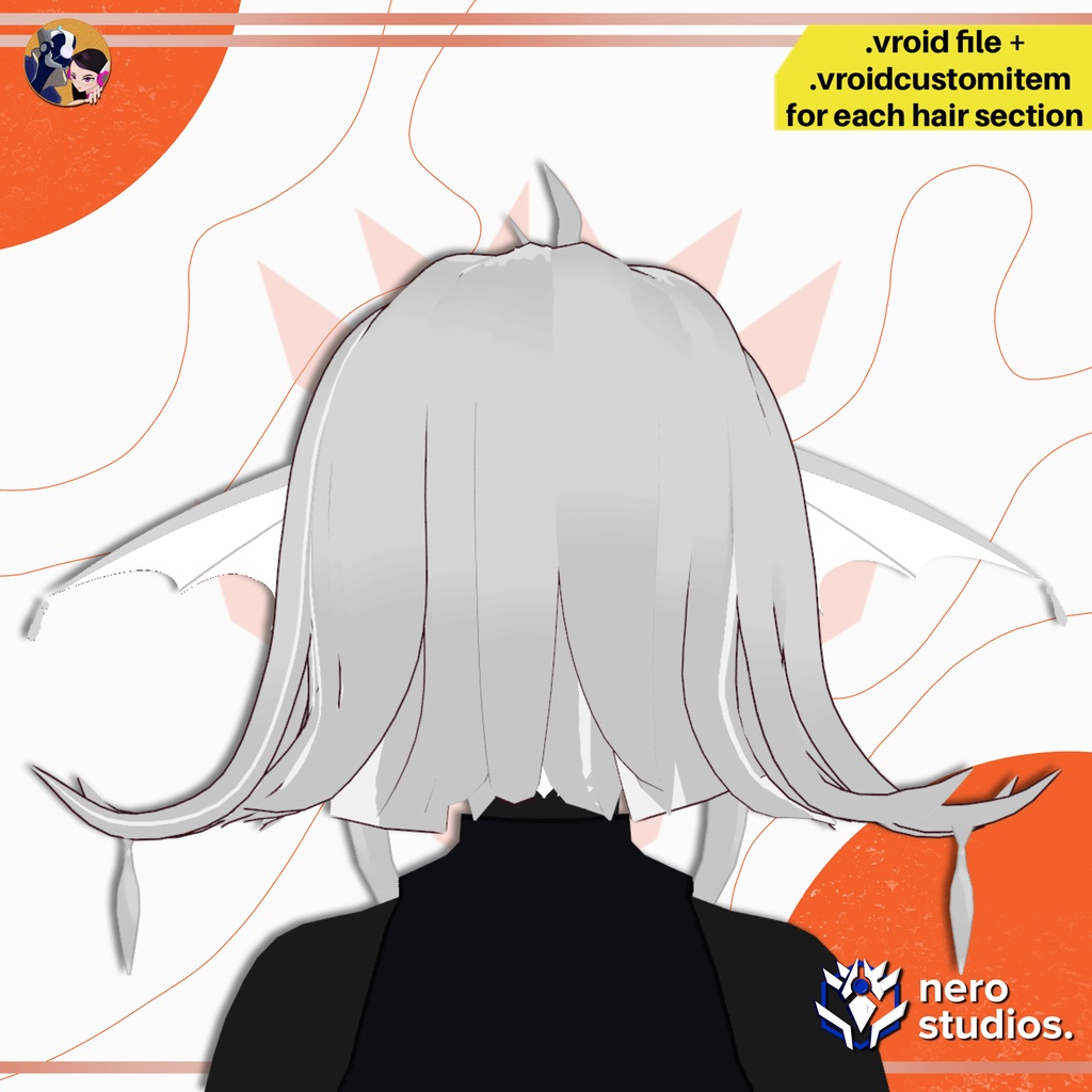 【VRoid髪型】 マーメイド風セイレーンヘア 人魚 VRoid用アクセサリー | SIREN MERMAID FANTASY HAIRSTYLE PRESET FISH WINGS | VROID HAIR PRESET