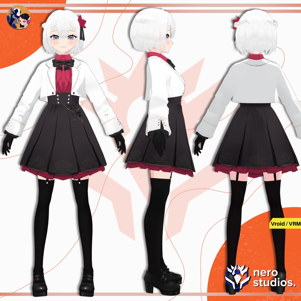 【VRoidモデル】 お嬢様風ゴシックアカデミー フルセット | ELEGANT ANIME GIRL VTUBER FULL SET | VROID & VRM READY