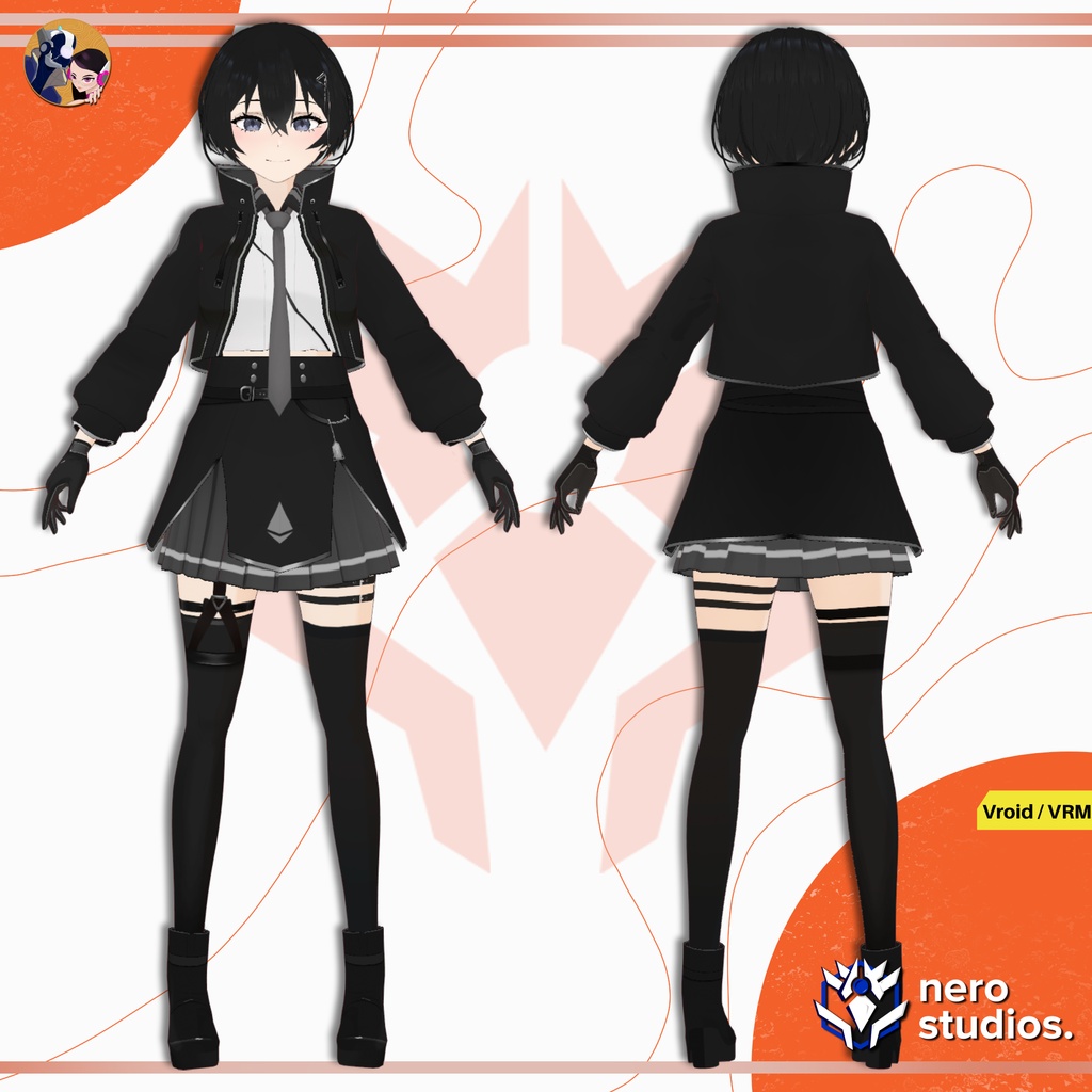 テックウェア学園風VTuberモデル フルセット【VRoid・VRM対応】 | TECHWEAR DARK ACADEMY VTUBER FULL SET | ANIME VROID MODEL